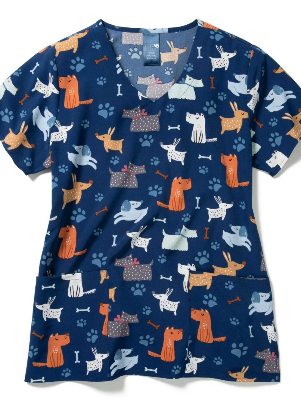Zoe+Chloe Performance V-Neck Print Scrub Top